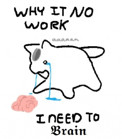 a drawing of a cat crying next to a brain .