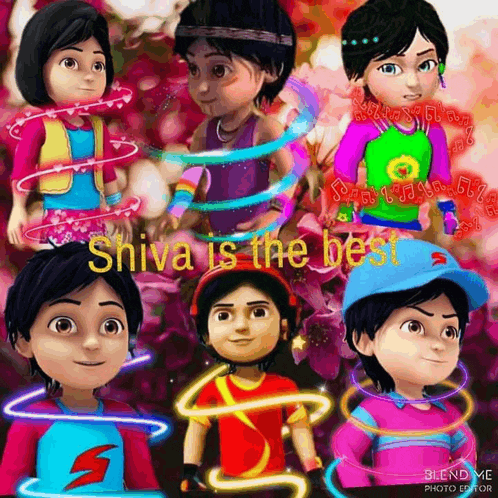 a collage of cartoon characters with the words shiva is the best on the bottom