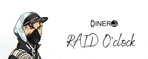 a drawing of a man wearing a mask with raid o clock written below him