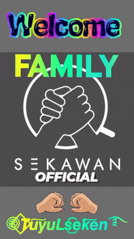 a sign that says welcome family sekawan official with two hands making a heart shape