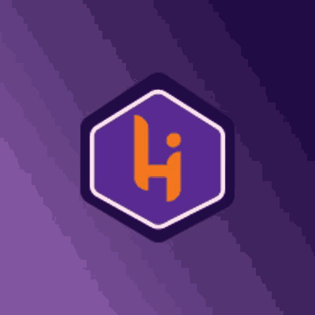 a purple hexagon with a letter l inside of it