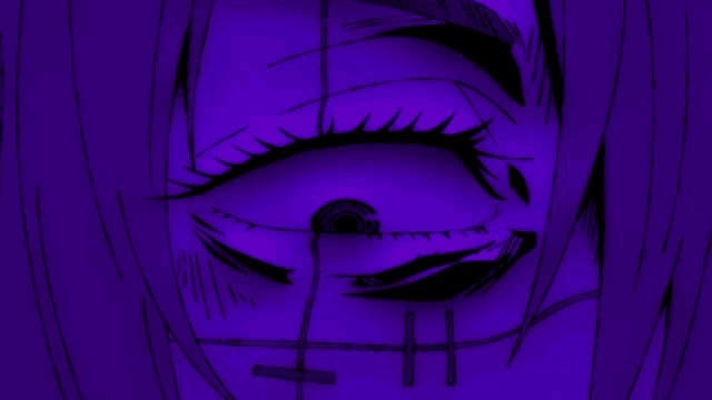 a purple background with a drawing of a girl 's face