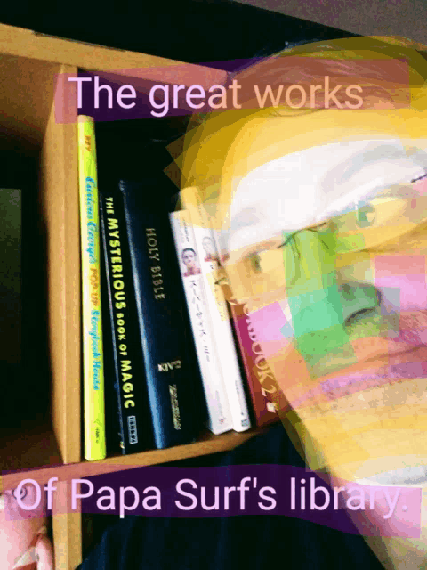 the great works of papa surf 's library is shown