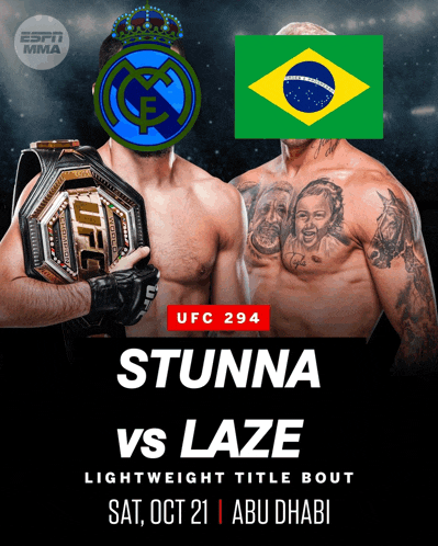 a poster for ufc 294 featuring stunning vs laze