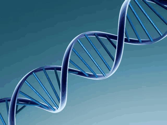 a blue dna molecule against a blue background