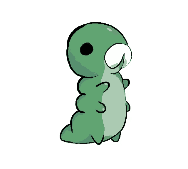 a cartoon drawing of a green worm with the number 3 on its back