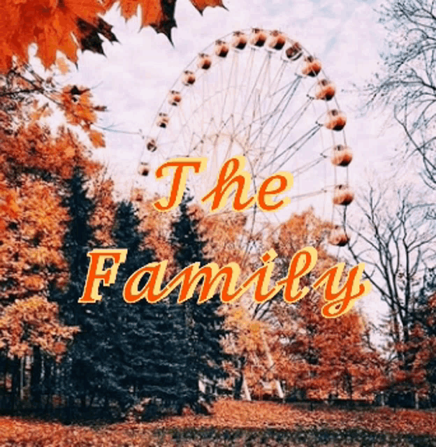 a picture of a ferris wheel with the words " the family " written in front of it