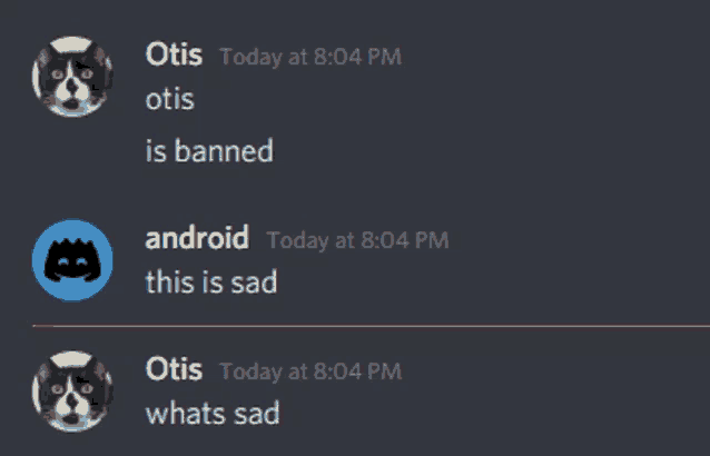 a discord conversation between otis and android