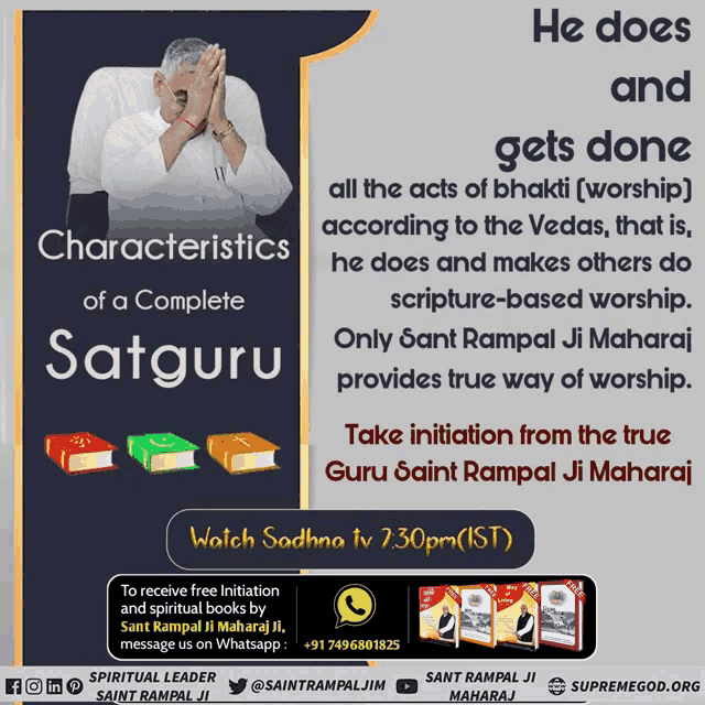 a poster that says characteristics of a complete satguru