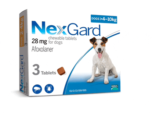 a box of nexgard tablets for dogs