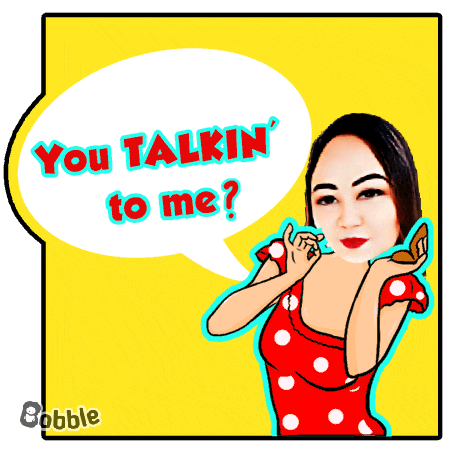 a cartoon of a woman with a speech bubble that says " you talkin ' to me "