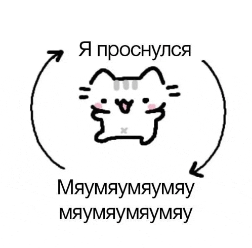 a drawing of a cat with an arrow pointing to it and the words " я проснулся "