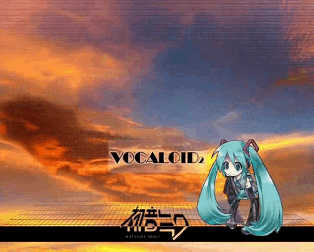 a picture of hatsune miku with the words " vocaloid " on the top