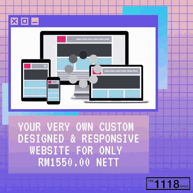 an advertisement for your very own custom designed & responsive website for only rm155,00 nett