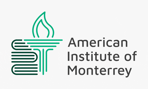 a logo for the american institute of monterrey with a candle