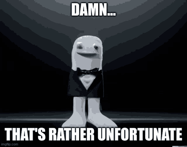 a cartoon character in a tuxedo with the words " damn that 's rather unfortunate "