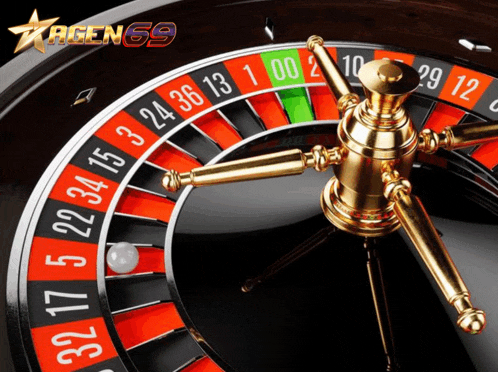 a close up of a roulette wheel with agen 69 on the bottom right