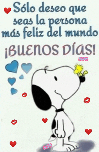 a picture of snoopy with the words solo deseo que seas la persona más feliz del mundo