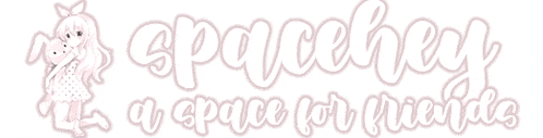 a logo for spacehey a space for friends with a girl on it