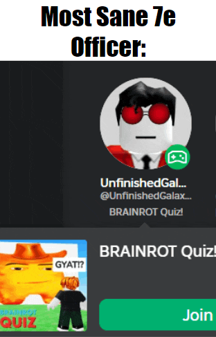 an advertisement for brainrot quiz shows a man in a suit and tie