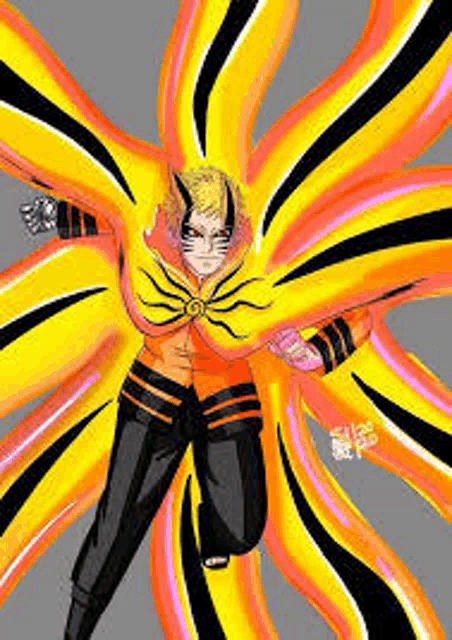 a drawing of a man in a yellow and black outfit with a lot of tentacles coming out of his body .