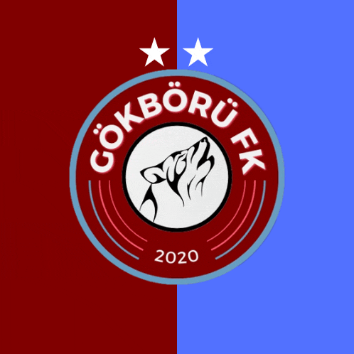 a logo for gokboru fk shows a wolf howling