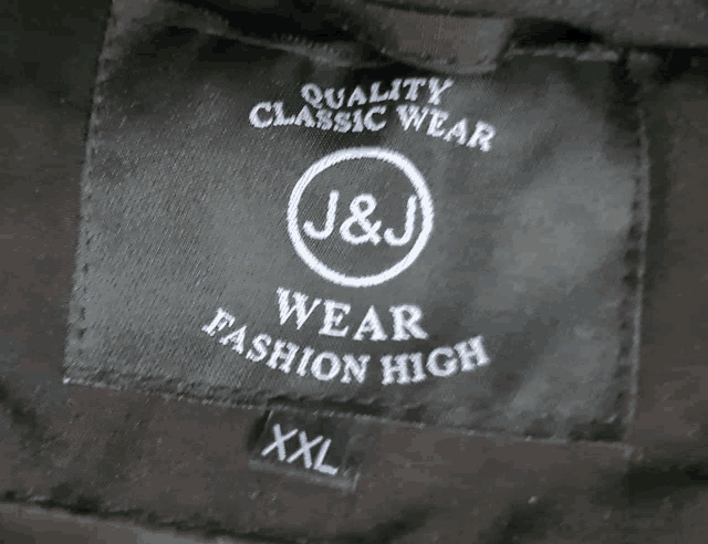 a label on a jacket that says quality classic wear