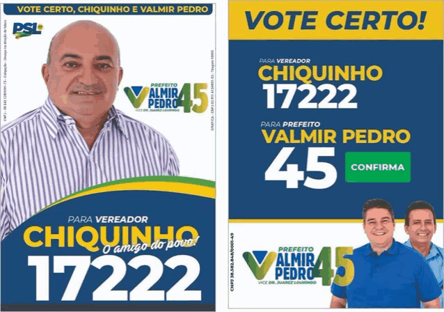 two posters for chiquinho and valmir pedro