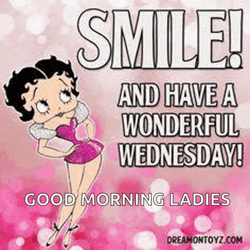 a picture of betty boop with the words smile and have a wonderful wednesday