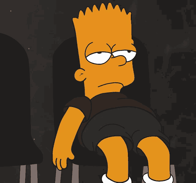 bart simpson is sitting in a chair with a serious look on his face