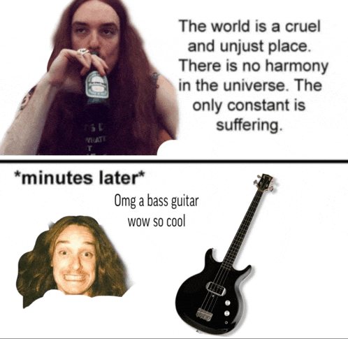 a picture of a man with long hair next to a picture of a guitar