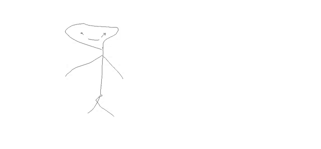 a drawing of a stick figure with a smile on its face