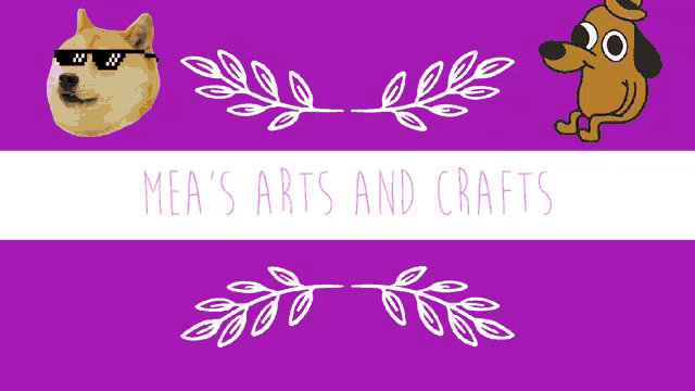 a purple background with mea 's arts and crafts written at the bottom