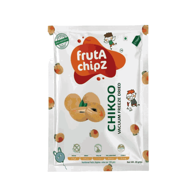 a bag of fruta chipz chikoo vacuum freeze dried fruit