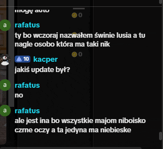 a screenshot of a chat with rafatus and kacper