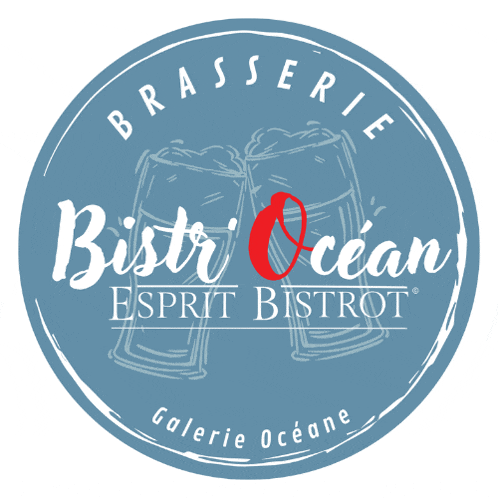 a logo for bistro ocean esprit bistrot with two beer glasses