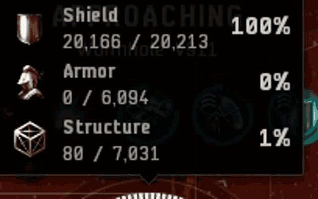 a shield oaching 100 % is displayed on the screen