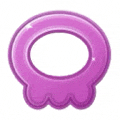 a purple skull with a white circle in the middle .