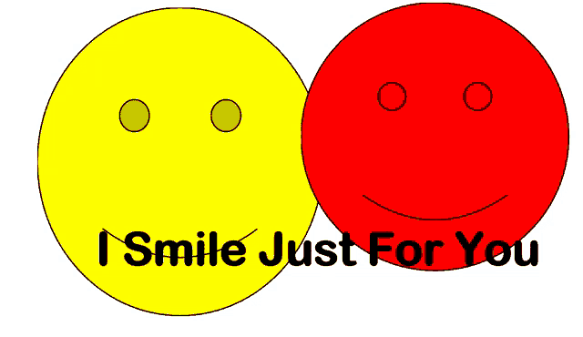 yellow and red smiley faces with the words i smile just for you