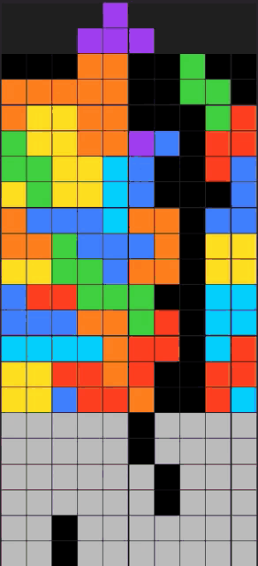 a screen shot of a tetris game with many different colors of blocks