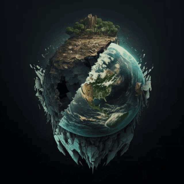 a globe with a small island in the middle