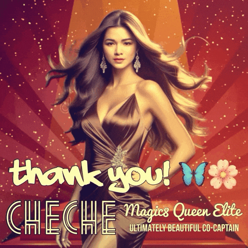 a thank you card for cheche magics queen elite ultimately beautiful co-captain