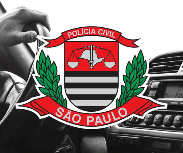 a sticker that says policia civil sao paulo on it next to a car