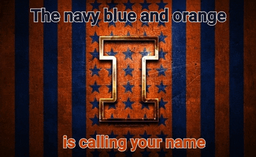 the navy blue and orange is calling your name with a striped background