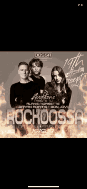 a poster for rockoossa shows a group of people