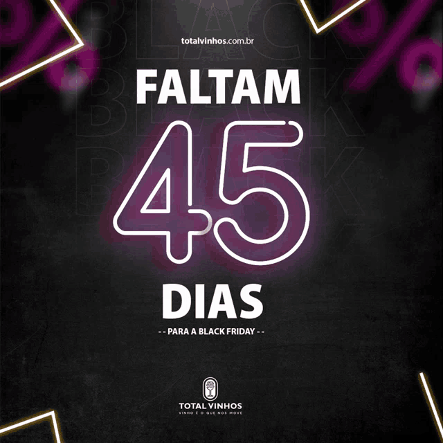 a black background with the words faltam 45 dias on it