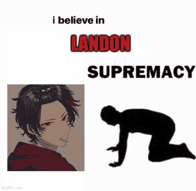 a picture of a boy with the words i believe in landon supremacy above it