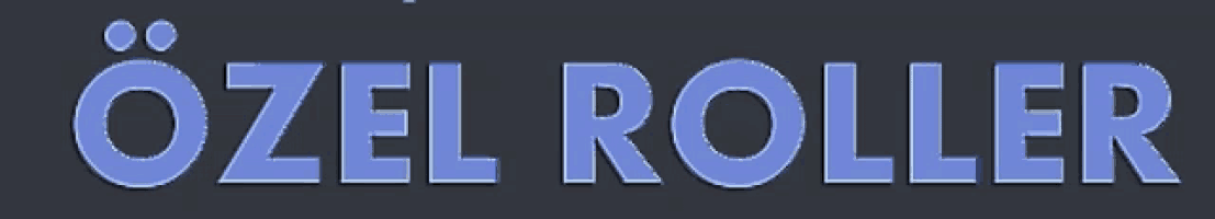 the word roller is written in blue letters on a dark background