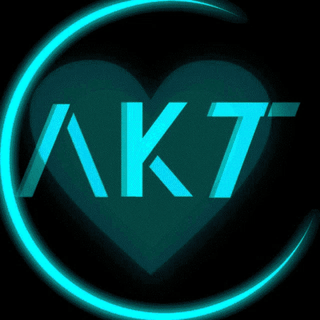 a blue heart with the word akt in the center