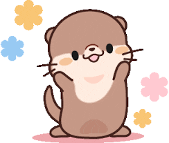 a cartoon otter with flowers surrounding it